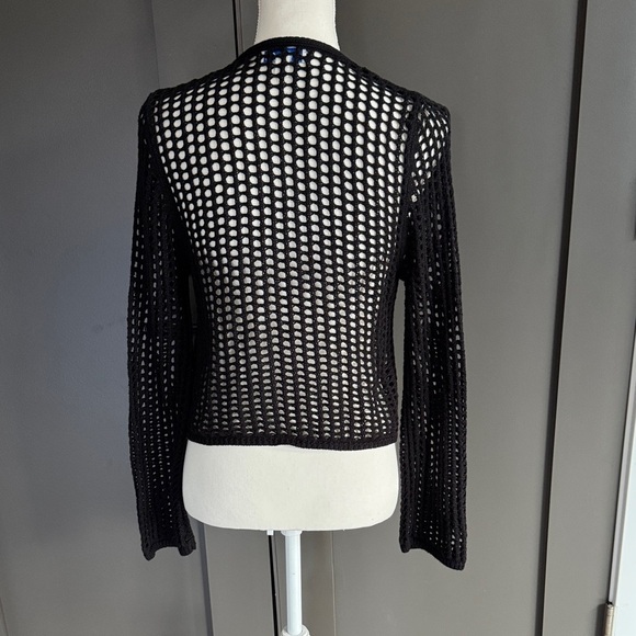 She + Sky Black Open-Knit Cardigan - Picture 4 of 6